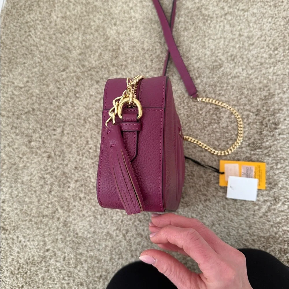 NWT Valentino Leather Camera Crossbody Bag Dark Magenta